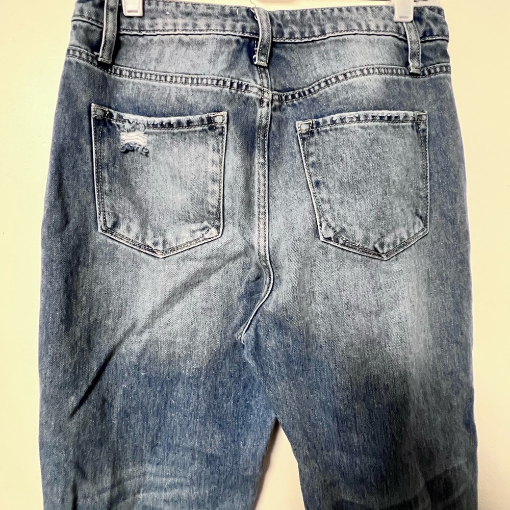 Trendy Ripped Blue Women's Straight Leg Jeans - Picture 7 of 8